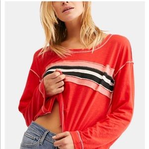 NWT - Free People Ziggy Seamed Appliqué-Stripe Top